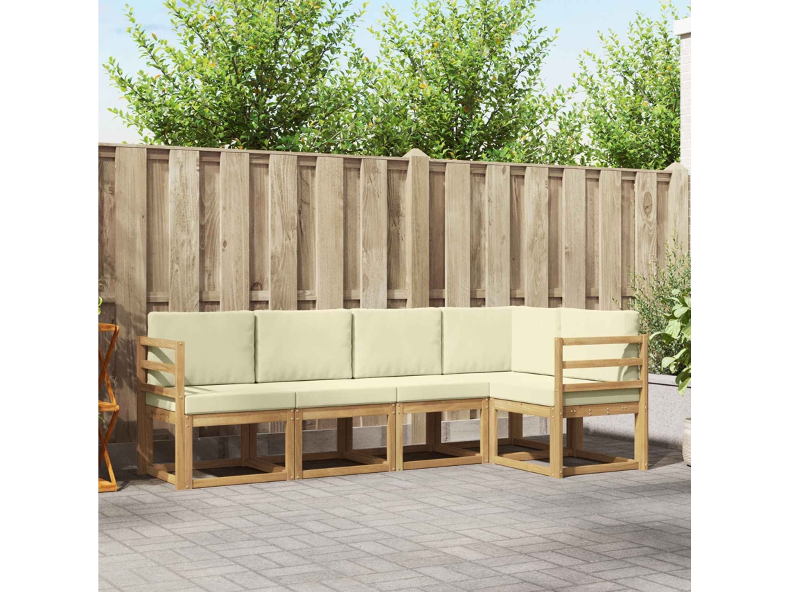 Vidaxl Conjunto De Sofás Para Exterior 5 Unid. Branco E Creme