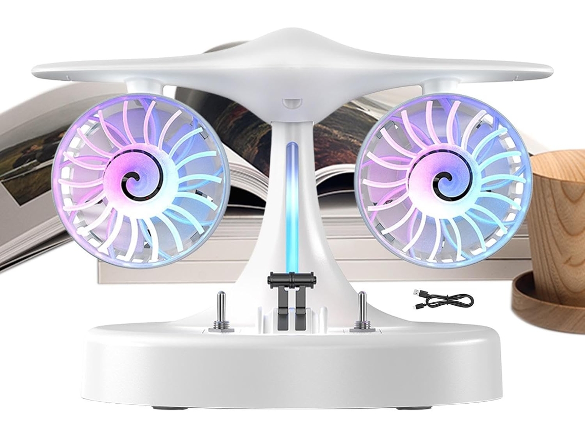Ventilador De Mesa Com Duas Cabeças, Motor Silencioso Sem Escovas E