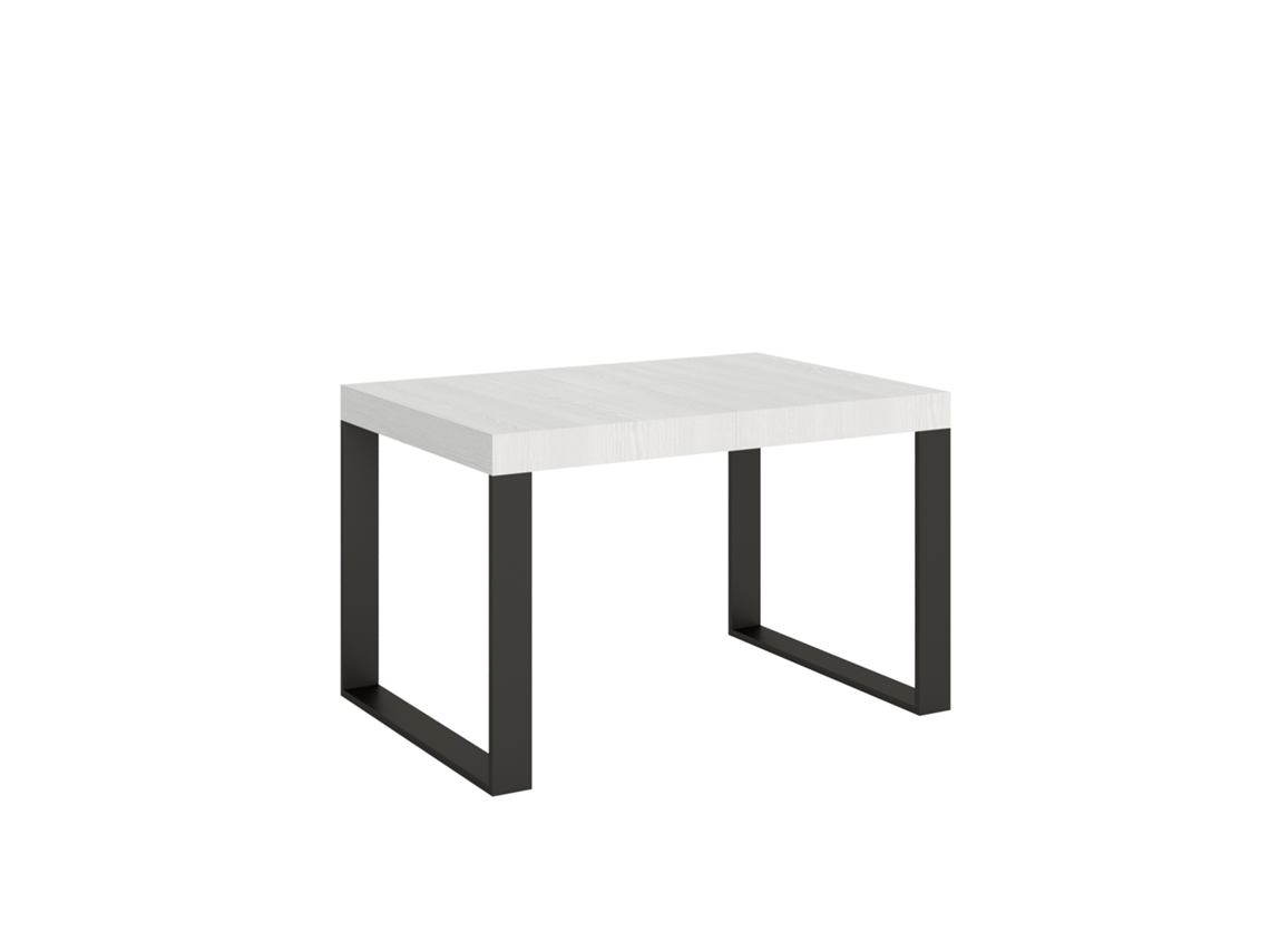 Mesa Extensível 120/380x90 Cm Tecno Branco Freixo Pés Antracite Itamoby