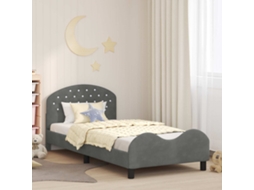 Vidaxl Estrutura De Cama Infantil Com Cabeceira Cinzento-escuro Veludo
