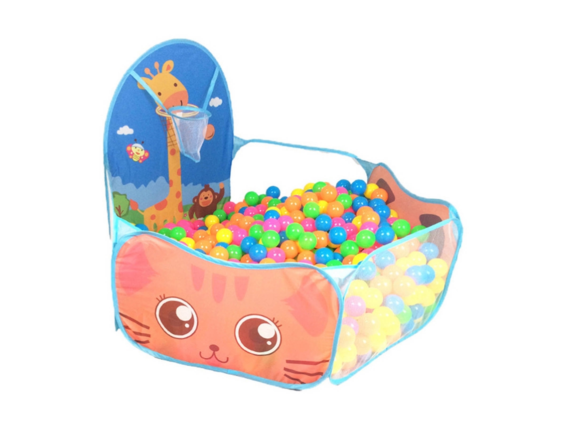 Mali piscina de Bolinhas Infantil Girafa com Cesto de Basquete Tenda de Brincar para Bebês Azul