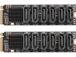 Placa Riser Pci e Nvme para Sata3.0 Pcie 6gbps com 2 Slots M.2 Mkey Expansão de 6 Portas SFUSHOS