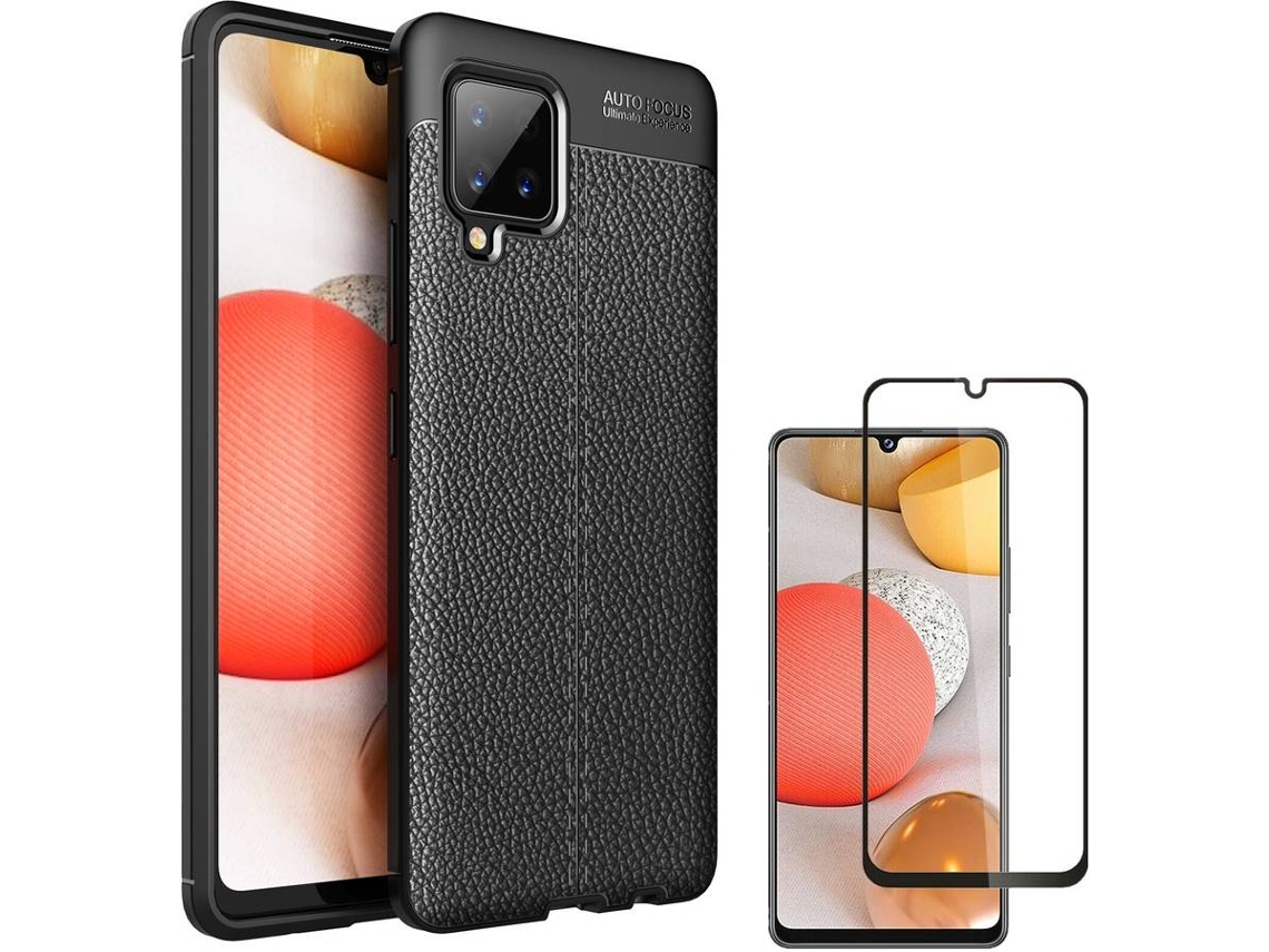 Capa e Película para Samsung Galaxy A42 PHONESHIELD Rugged Leather Preto
