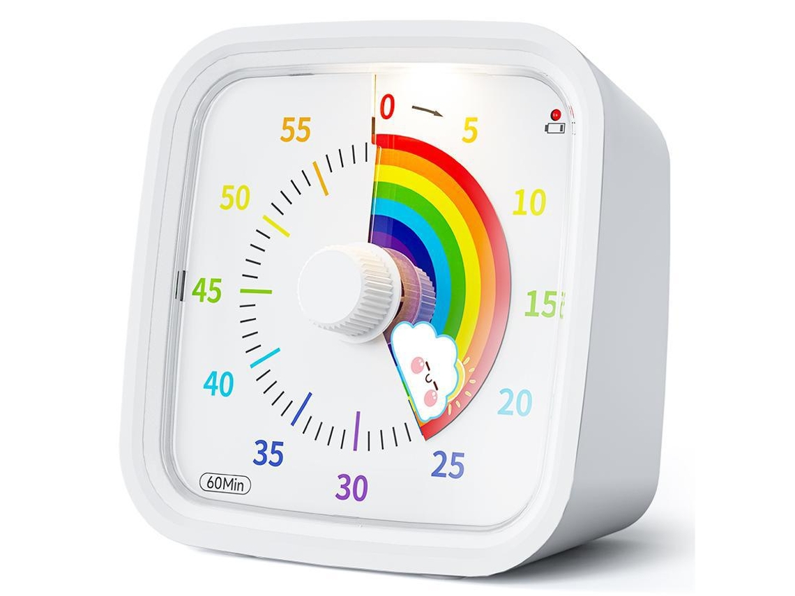 Temporizador Visual - Com Capa Protetora - Cronómetro De Cozinha - Para Crianças E Adultos - Abs - Branco