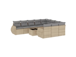 Maison Exclusive - 11 Pcs Conjunto Sofás De Jardim C/ Almofadões Vime Pe Bege
