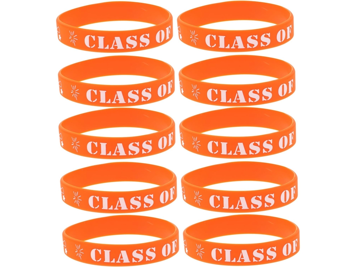 Homsfou Conjunto De 20-pulseiras Silicone Laranja Para Formatura Da Turma 2025, Pulseiras De Silicone Duráveis E