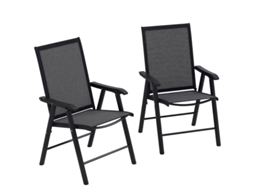 Conjunto De 2 Cadeiras De Camping Dobráveis Cinza,com Armazenamento,ideais Para Jardim E Terraço,suportam Até 110 Kg