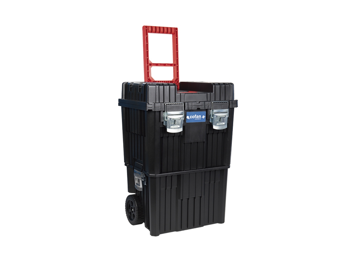 Caixa de ferramentas compacta com alça dupla e rodas 450 x 360 x 640 mm COFAN
