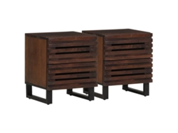 Vidaxl Mesas De Cabeceira 2 Pcs 40x34x46 Cm Madeira Mangueira Maciça