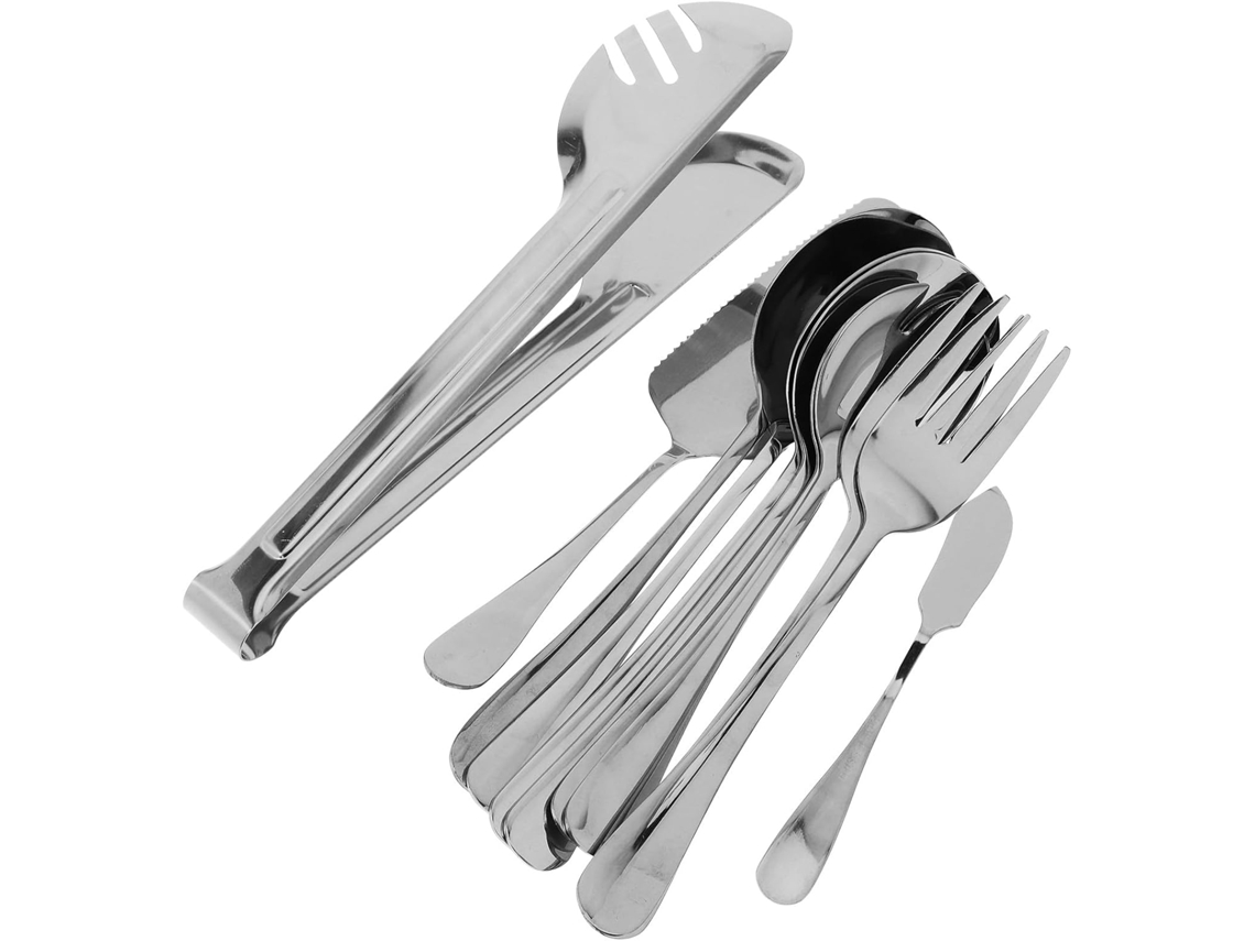 De 11 Peças De Utensílios Em Aço Inoxidável Garfos, Colheres, Espátula Para Bolo E Pinça Louça Gokoco