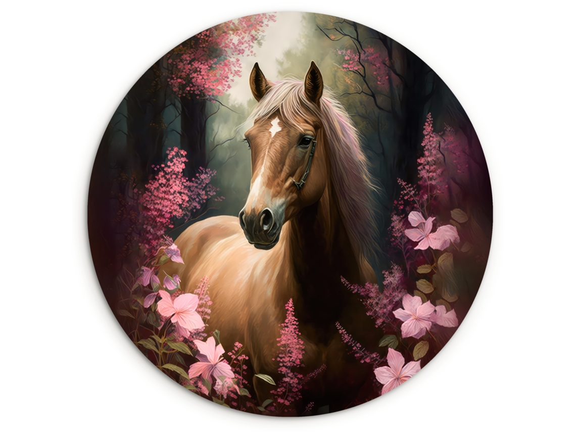 O Quadro Cavalo - Flores - Rosa - Natureza - Flores 30x30 Cm