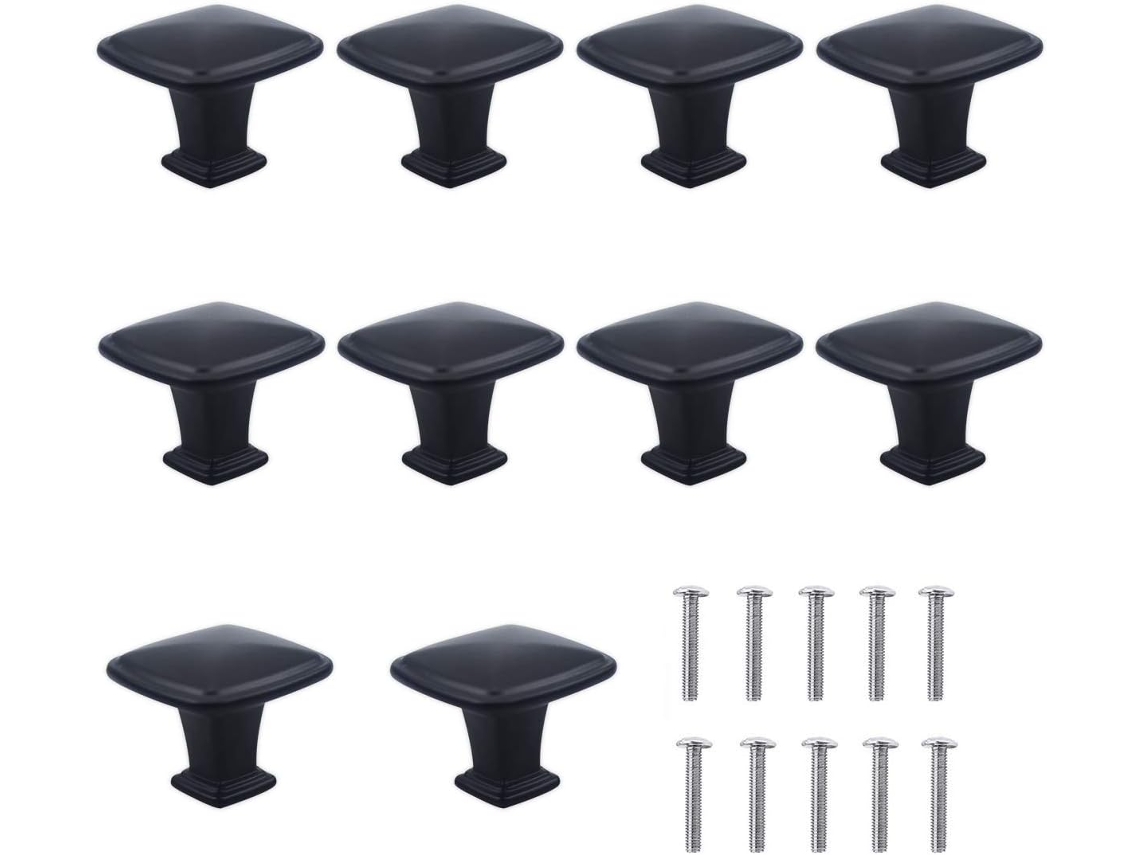Conjunto de 10 Puxadores Pretos para Gavetas, 30 Mm, com Furo Único, Redondos, Ideais para Portas e Armários de Cozinha. Perfeitos Crianças BRILVIBERA