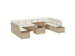 Conjunto 11 Conjunto De Jardim Vidaxl Bege Vime Pe (100 X 55 X 73 Cm)