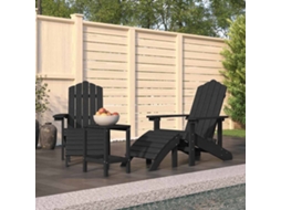 Vidaxl Cadeiras Jardim Adirondack C/ Apoio De Pés/mesa Pead Antracite
