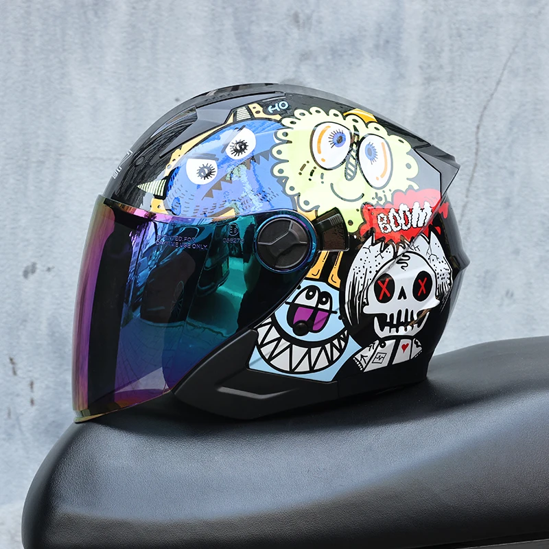 Capacete De Motocicleta (m)abs 3/4, Certificado Dot, Resistente A Impactos E Ao Vento.
