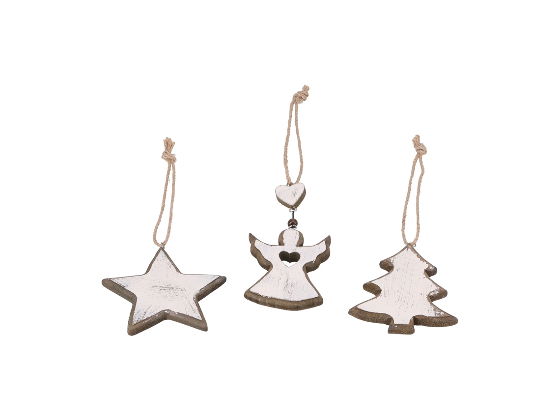 Laxiscreed Conjunto De Ornamentos De Natal Em Cedro Com Estrelas E Anjos, 3 Peças