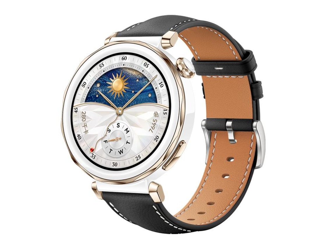 Bracelete Para Huawei Watch Gt 5 / Gt 5 Pro / 4 / 4 Pro - Couro Preto - Cabeça Plana - Textura De Tubarão (22mm) Preta