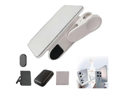 Yuru kit de Clip com Espelho para Câmera de Smartphone, Refletor para Selfie, Acessório de Fotografia para Celular Branco com Controle Remoto