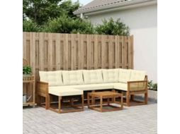 Vidaxl Conjunto De Sofás Para Exterior 7 Unid. Natural E Creme