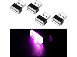 4pcs Luz De Ambiente Usb Led Para Carro, Mini Luz Plug-and-play, Iluminação Interna Portátil Vermelha Rosa
