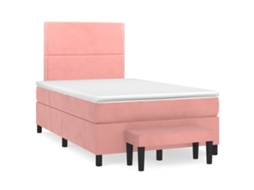 Vidaxl Cama Boxspring Com Colchão 120x190 Cm Veludo Rosa