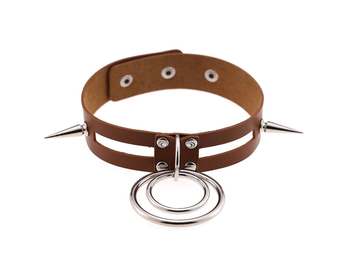 Colar De Couro Pu Com Rivetes Exagerados Design Punk