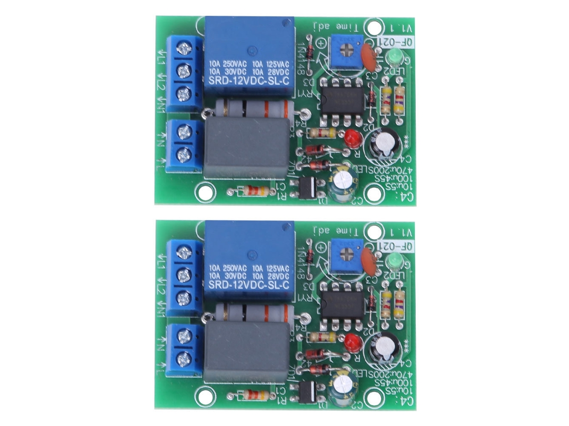 2 Módulos de Relé de Retardo Temporal Elementos de Controle Industrial para Circuito Monostável