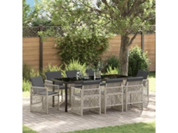 Vidaxl Conjunto De Jantar Para Jardim 9 Unid. Cinzento-claro Vime Pe