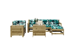 Vidaxl 7 Pcs Conjunto Sofás Jardim Madeira De Pinho Impregnada