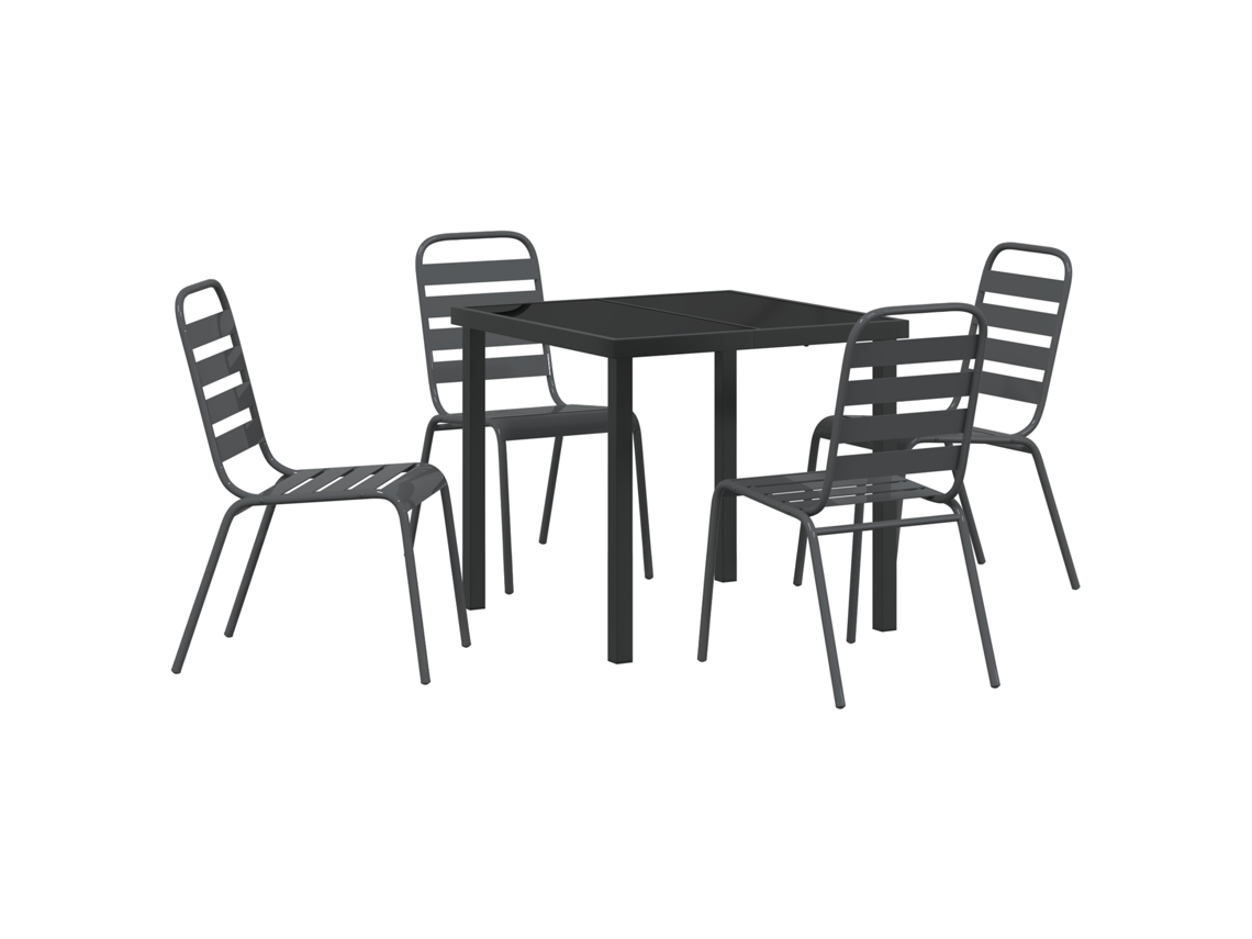 Conjunto 5 De Jantar Vidaxl Cinza Escuro Aço