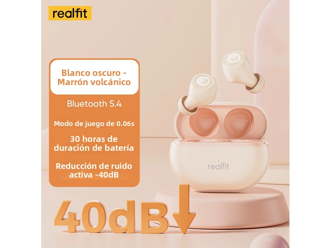 Fones De Ouvido Bluetooth (bege), Cancelamento De Ruído Ativo, Graves Potentes, Design Sem Fio
