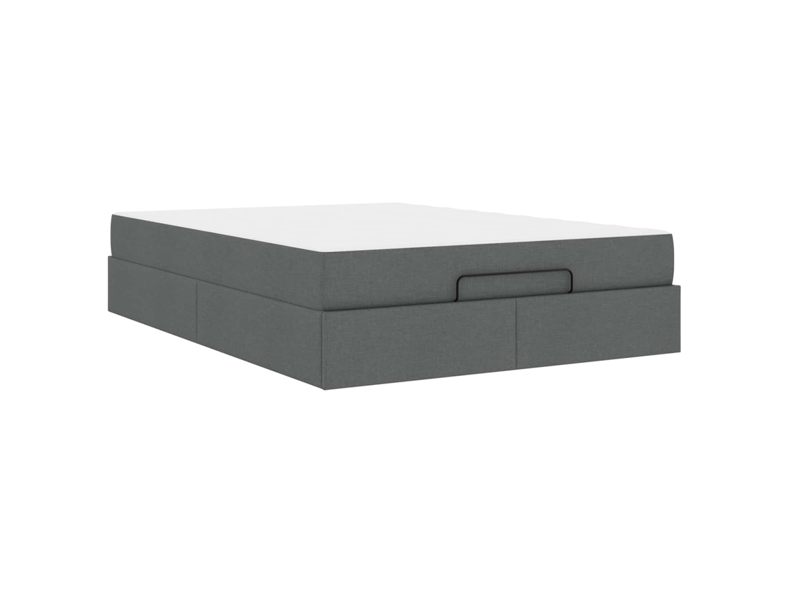Conjunto de 2 Estruturas de Cama com Colchão Cinza Escuro Tecido MAISON EXCLUSIVE