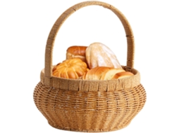 Cesto De Servir Com Alças De Rattan Trançado | Cesto Decorativo Redondo Em Rattan Sintético Para Coz Gokoco