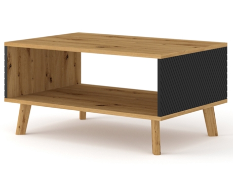 Mesa de Centro AKL FURNITURE PRIVATE Luxi (Bege e Preto - Madeira engenheirada - 90x60x45 cm)