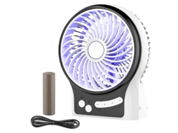 Ventilador Bateria Recarregavel Mini Usb 3 Velocidades Luz Interna/lateral Viagem/pesca/camping Branco Yizhood