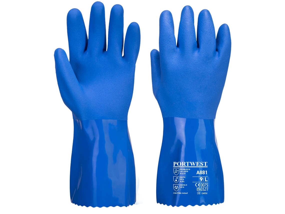 Luva De Pvc Marine Ultra Para Produtos Químicos - Proteção E Conforto Azul / Gg