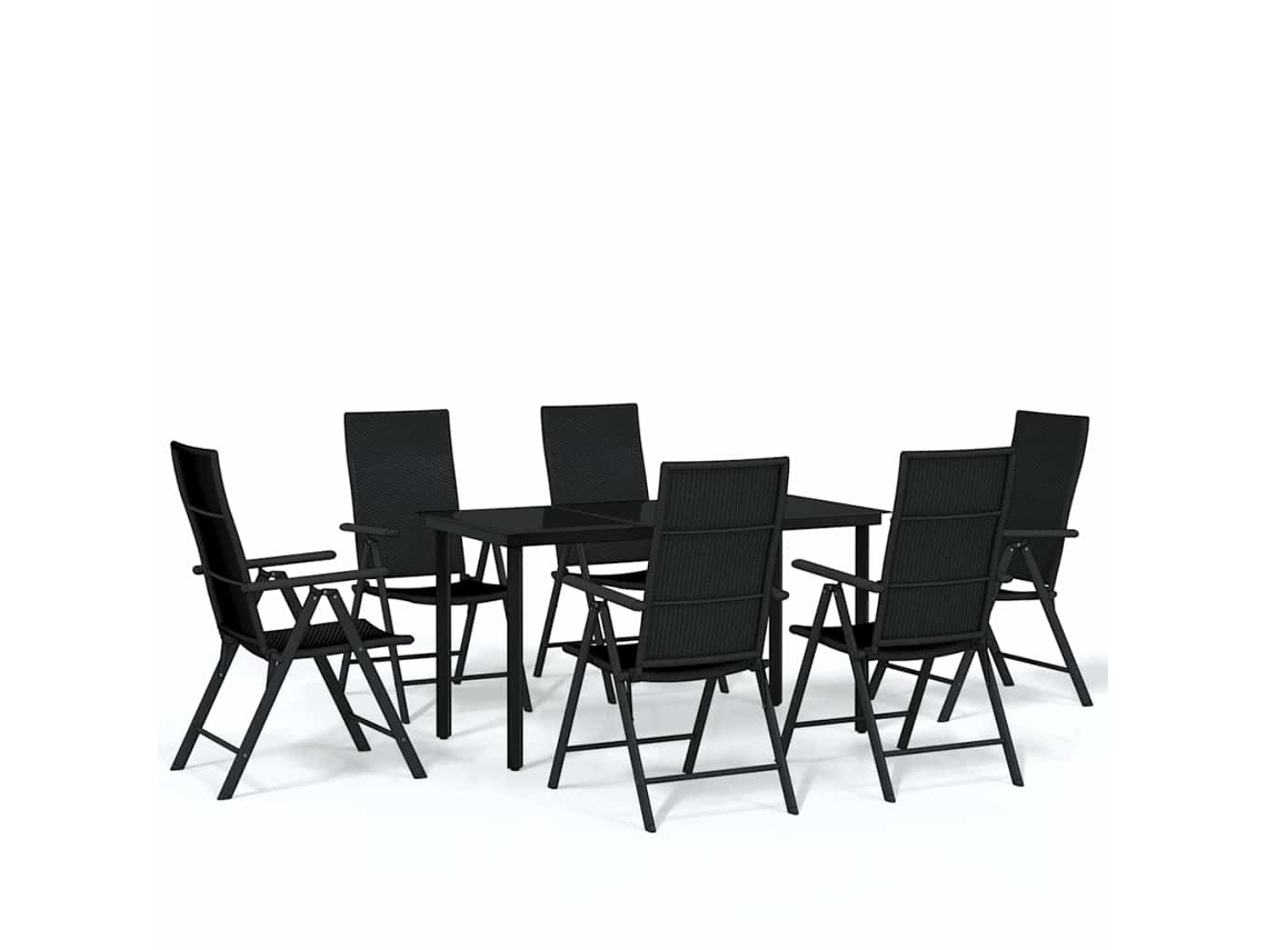 Maison Exclusive - 7 Pcs Conjunto De Jantar Para Jardim Preto