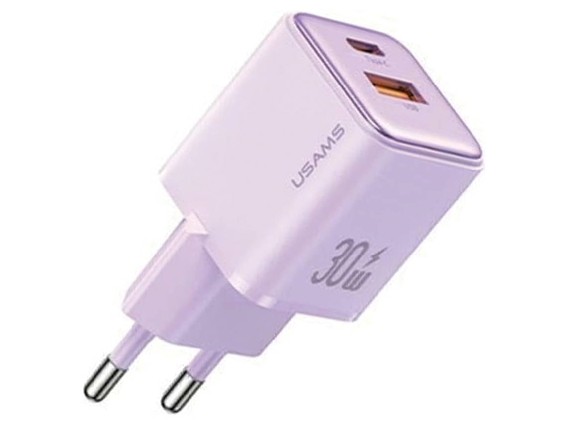 Carregador Usams Pd30w 1xusb 1xusb-c Para Iphone 12 13 14 Carregamento Rápido