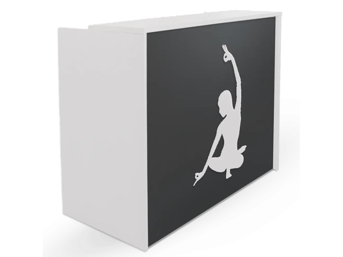 Balcão de recepção compacto para Yoga Center 140 cm. Cinza Grafite. OFILIKE