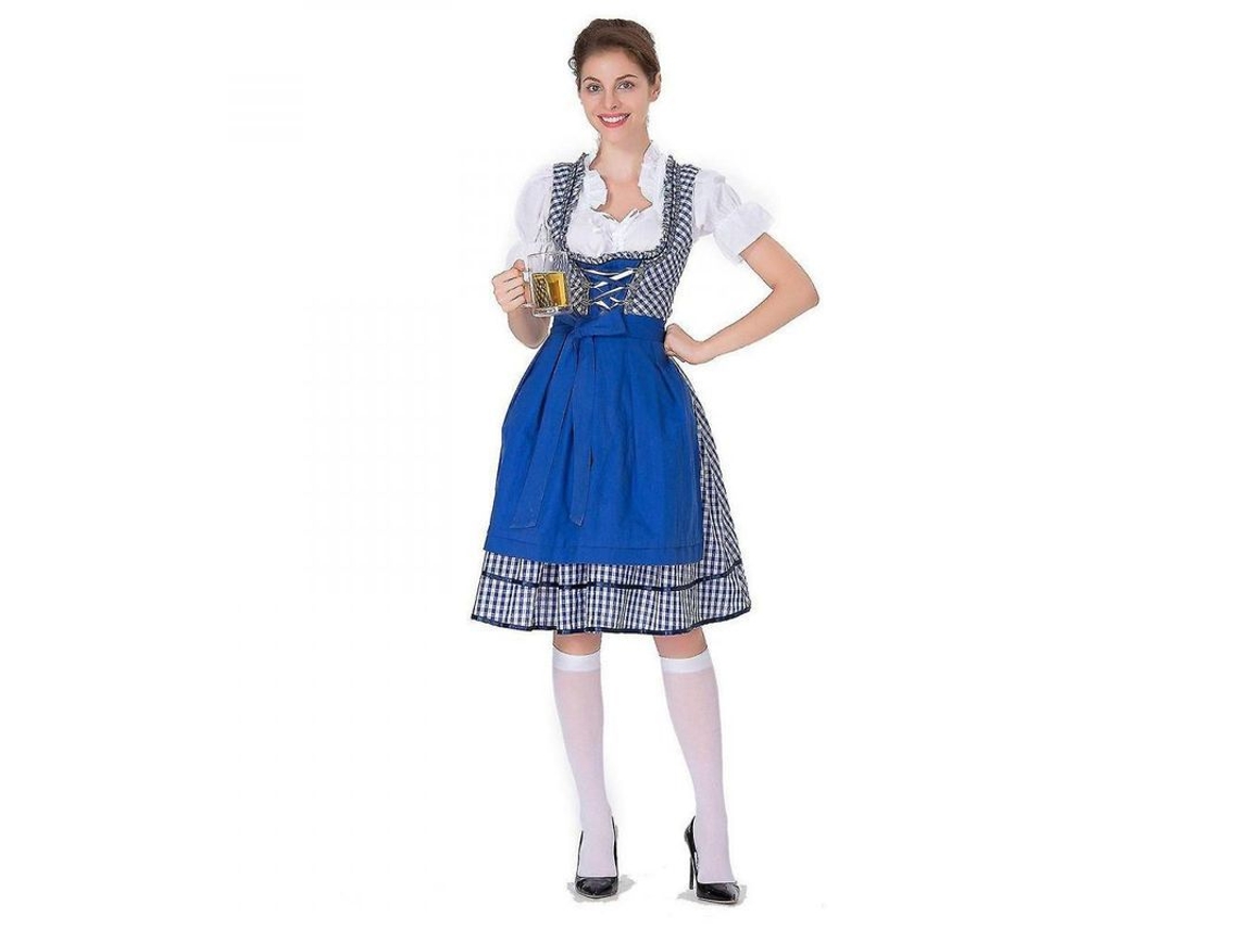 2026-traje De Oktoberfest Para Mulher Vestido Dirndl Alemão Bavariano Para Carnaval Festa S Azul