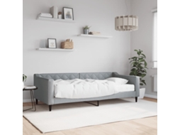 Cama De Solteiro | Camas Para Quarto | Sofá-cama Com Colchão 90x200 Cm Tecido Cinzento-claro
