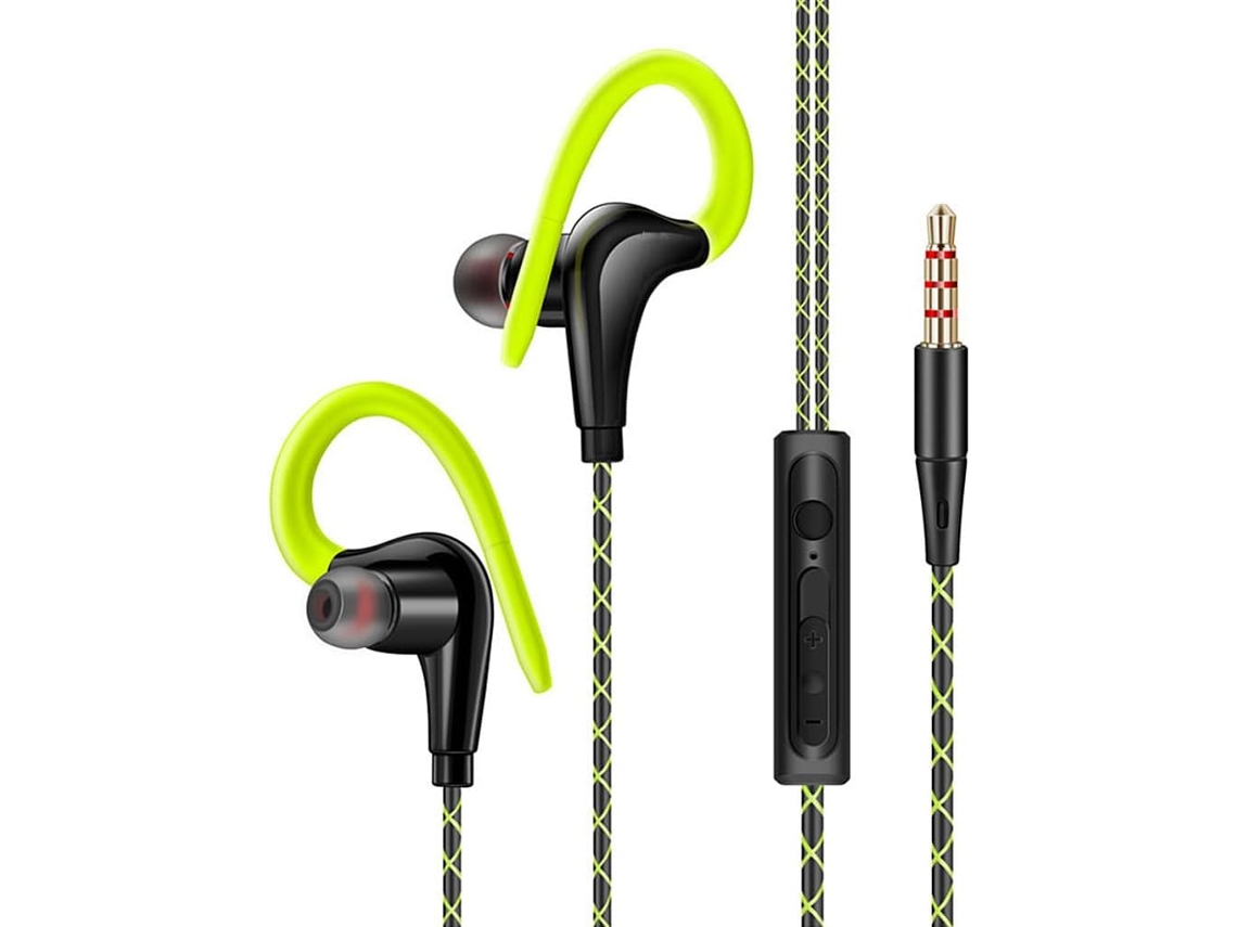 Fone De Ouvido Esportivo 3, 5mm Com Gancho De Orelha, À Prova D Água, Estéreo, Para Corrida, Com Cancelamento De Ruído