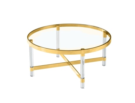 Mesa de Centro ROMIMEX Dourado Vidro Aço inoxidável 90 x 40 x 90 cm Redonda