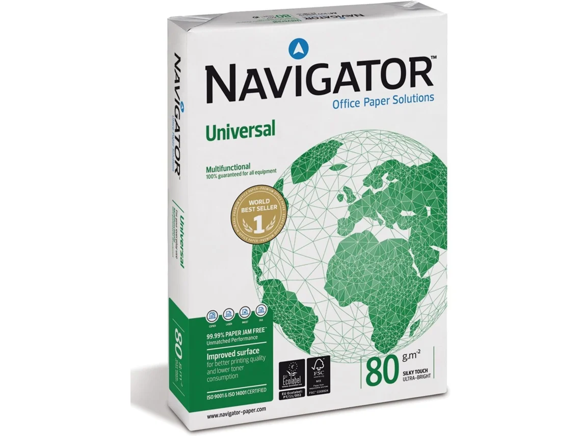 Resma de Papel de Impressão A4 500 Folhas 80g/m2 NAVIGATOR 1 un
