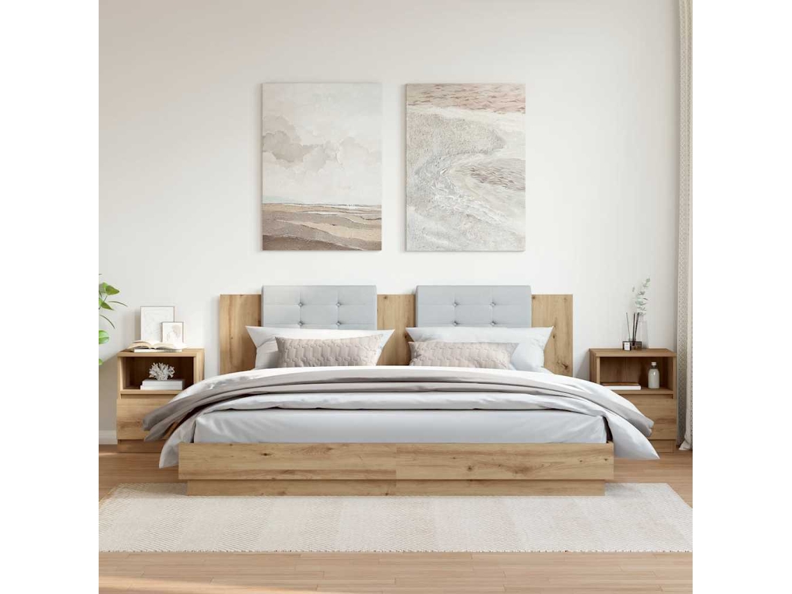 Vidaxl Mesa Cabeceira 2pcs 40x40x50cm Deriv.madeira Carvalho Artisiano