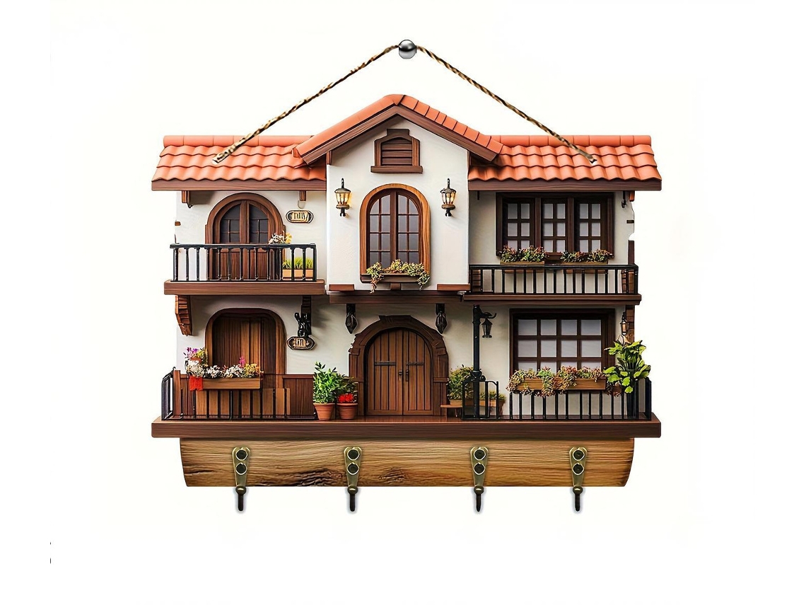 Gancho de Parede Vermelho em Formato Casa, 30 X 23 0, 4 Cm BRILVIBERA
