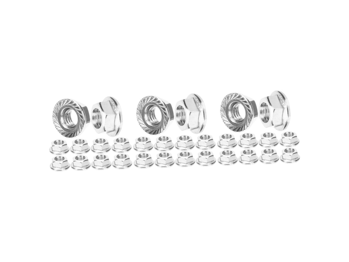 Conjunto Baluue de 30 porcas flangeadas serrilhadas em aço inoxidável com travamento automático para máquinas E.