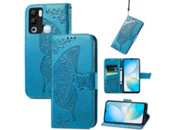 Capa De Couro Com Estampa De Borboleta E Flor Em Relevo Para Infinix Hot 12i