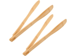 Pinça Para Torradas Alasum, Utensílio Prático Para Queijo E Bacon, Conjunto De 2 Peças Em Bambu Natural, Leve E Fácil De