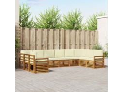 Vidaxl Conjunto De Sofás Para Exterior 10 Unid. Natural E Creme